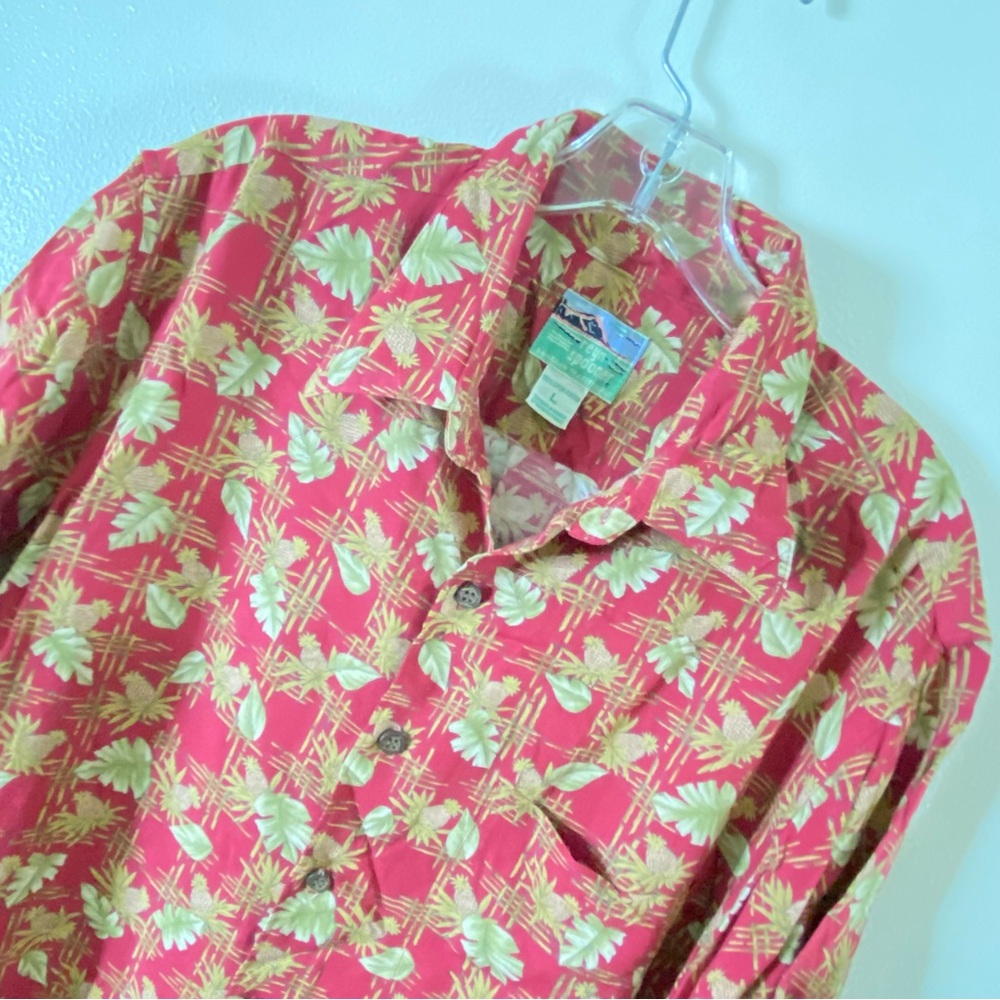 AX Reyn Spooner Island Vibes Red Palm-Print Men's Button up Shirt